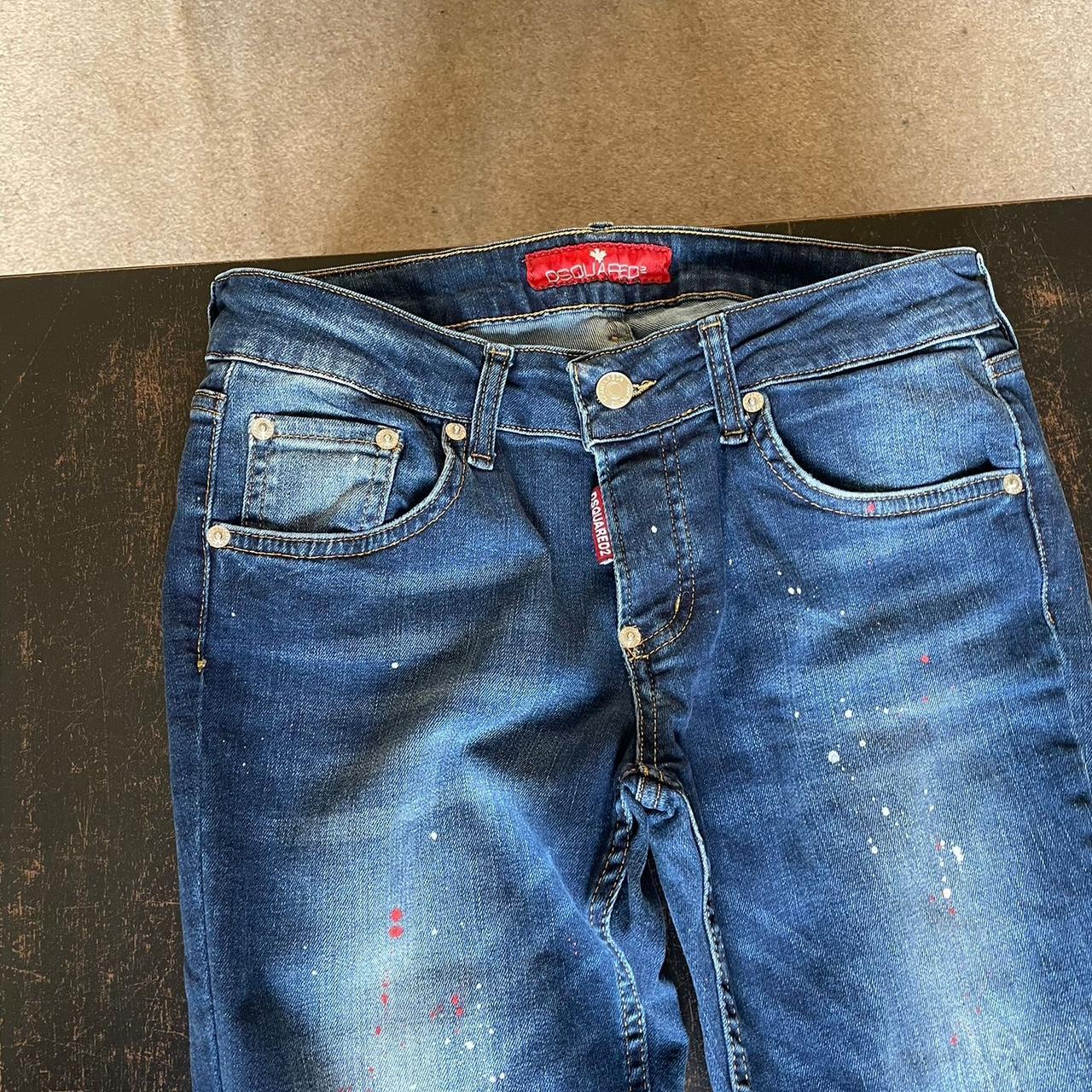 Dsquared Jeans With Mens Blue Paint Splatter Jeans Dsquared Blue