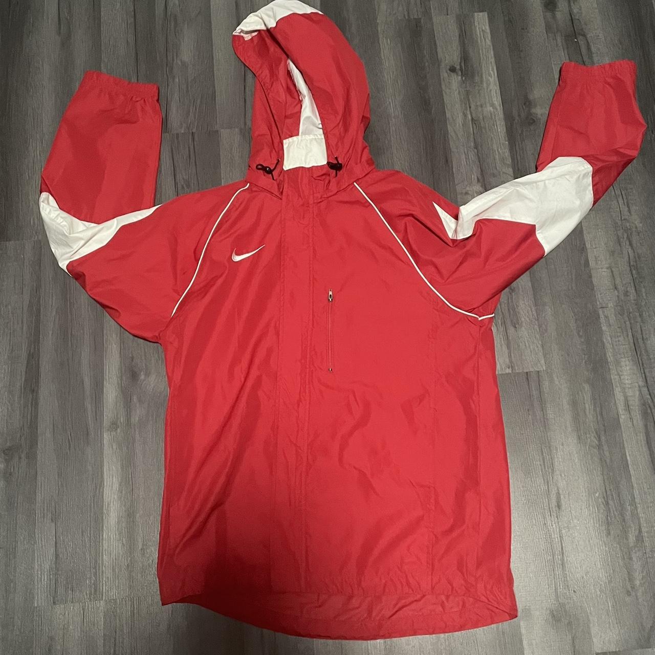 Red and white Nike vintage windbreaker Size small. Depop