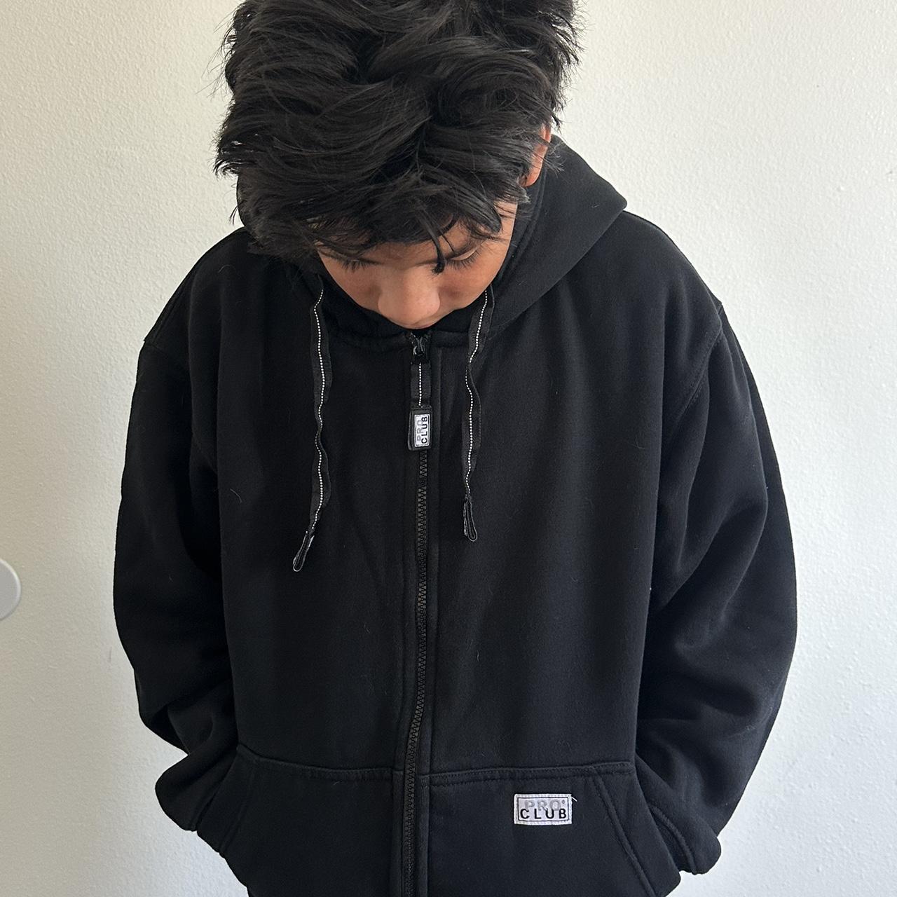 PRO CLUB heavyweight Black zip up hoodie. Depop