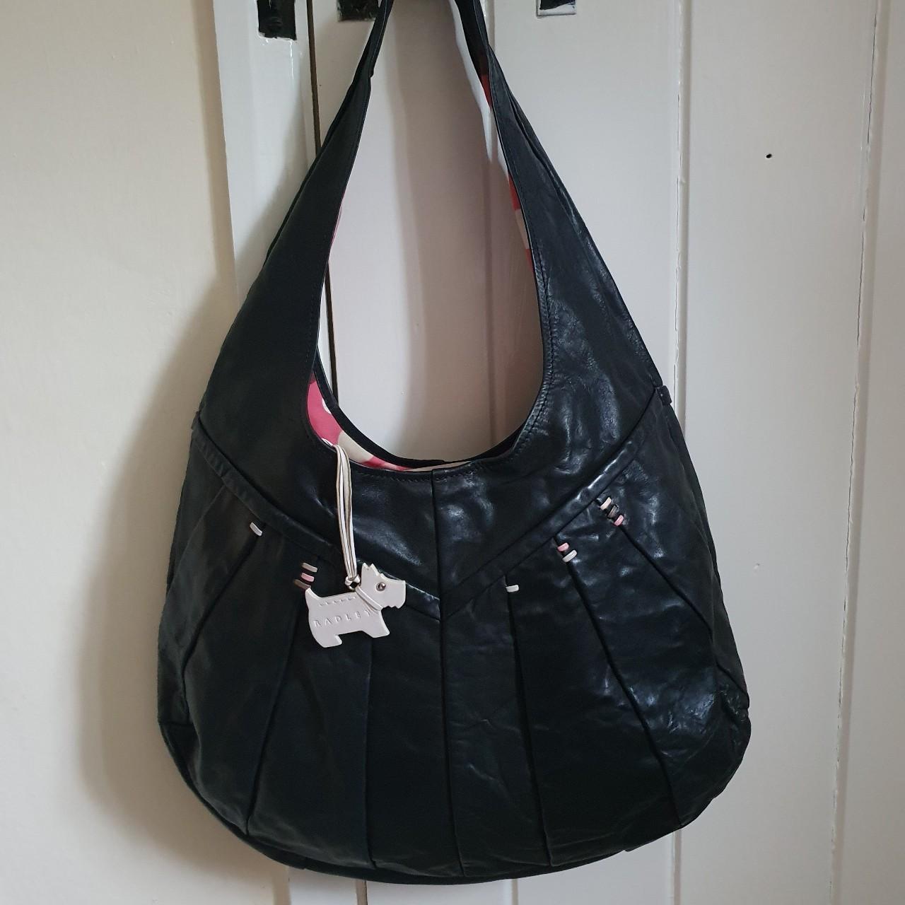 Large Radley Slouch bag. Black with pink interior. Depop