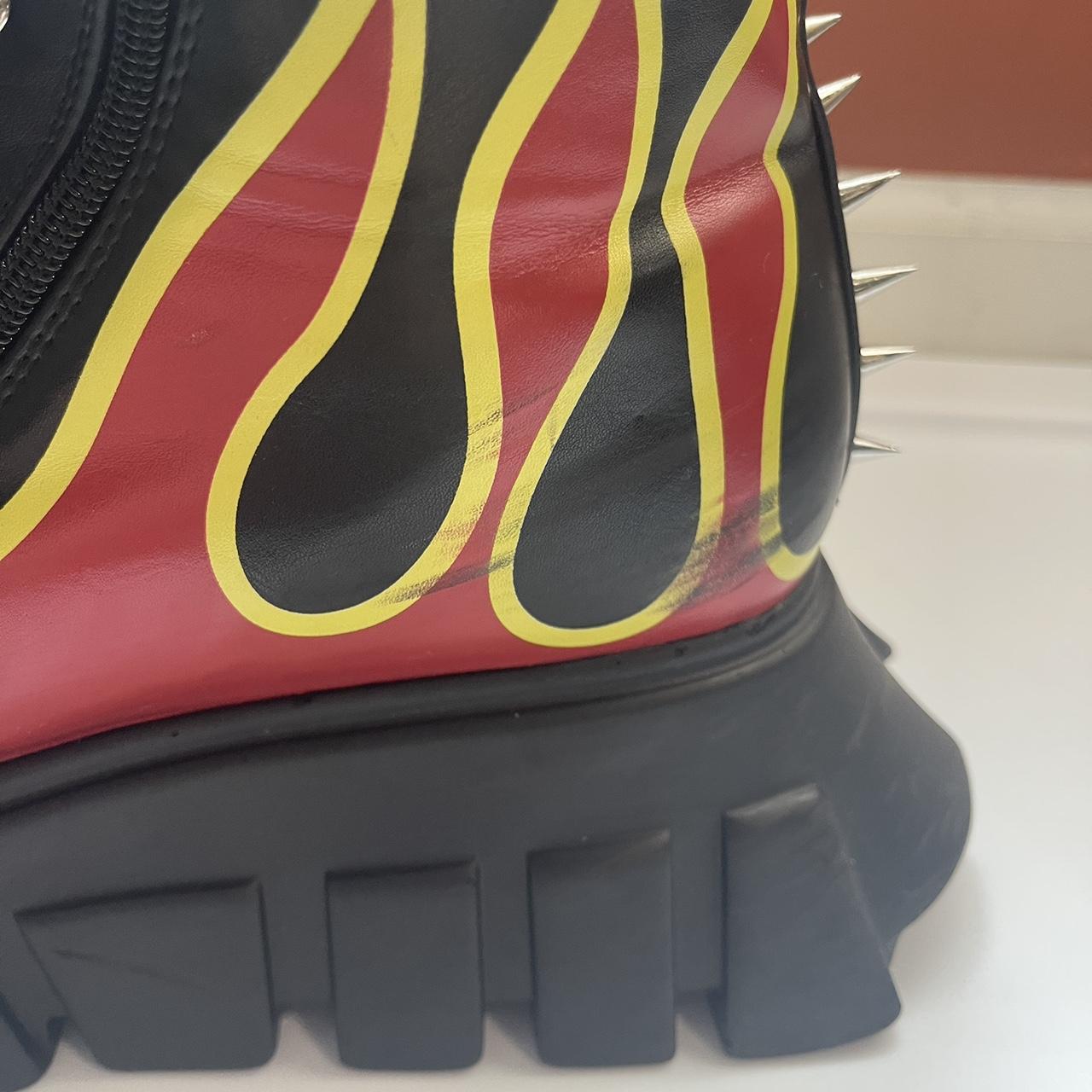LAMODA black and red flame boots with spikes