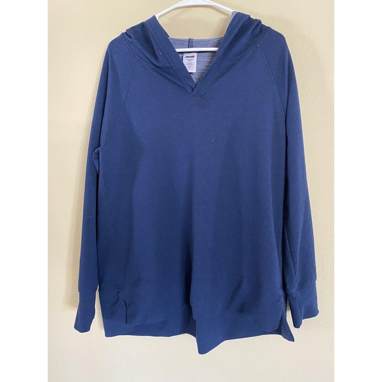 Avia Long Sleeve Hooded Tunic Top Navy Blue Cozy