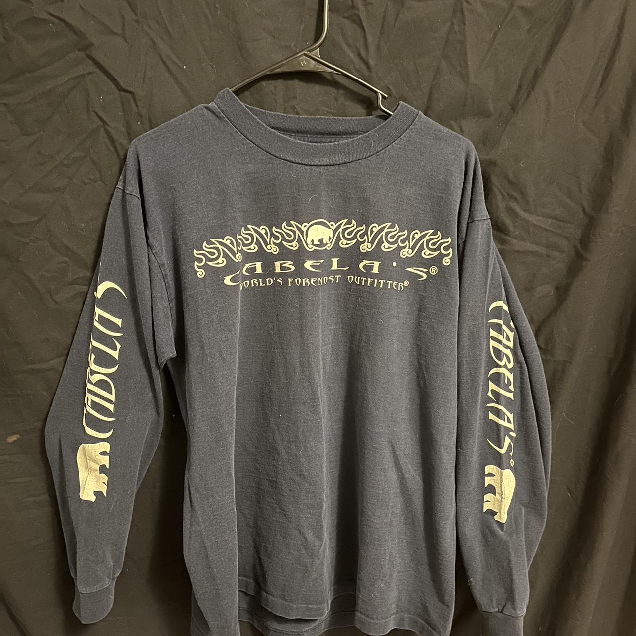 Vtg Cabela's Sun Black Single Stitch Long Sleeve T... - Depop