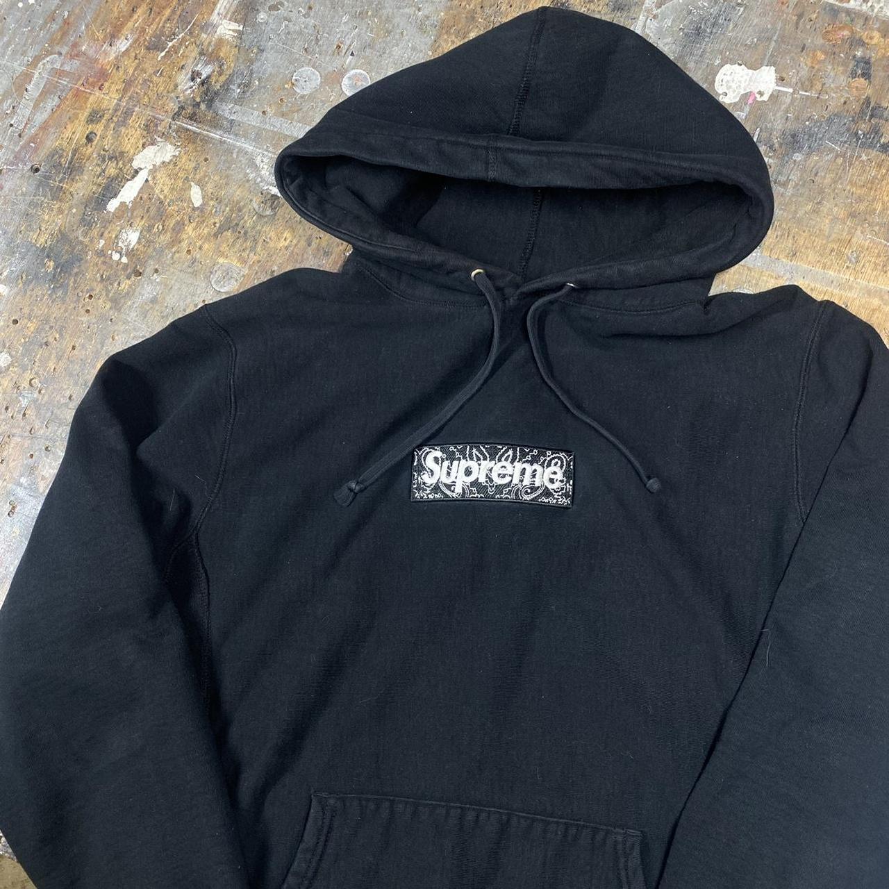 Supreme FW19 Black Bandana Box Logo Hoodie - worn... - Depop