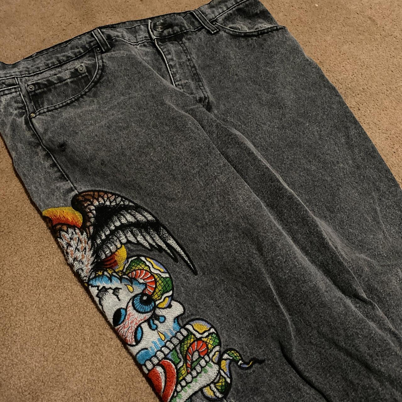 Super baggy ed hardy jeans size: 38waist #edhardy... - Depop