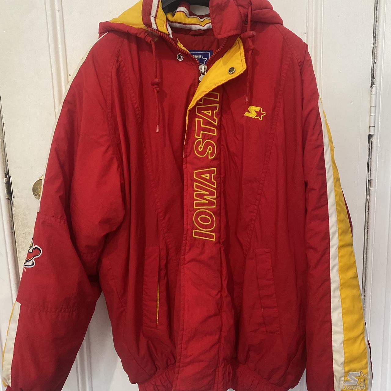 LA LOVING Large on sale Nylon Iown State Cyclones Red Windbreaker Coaches Jacket Henley