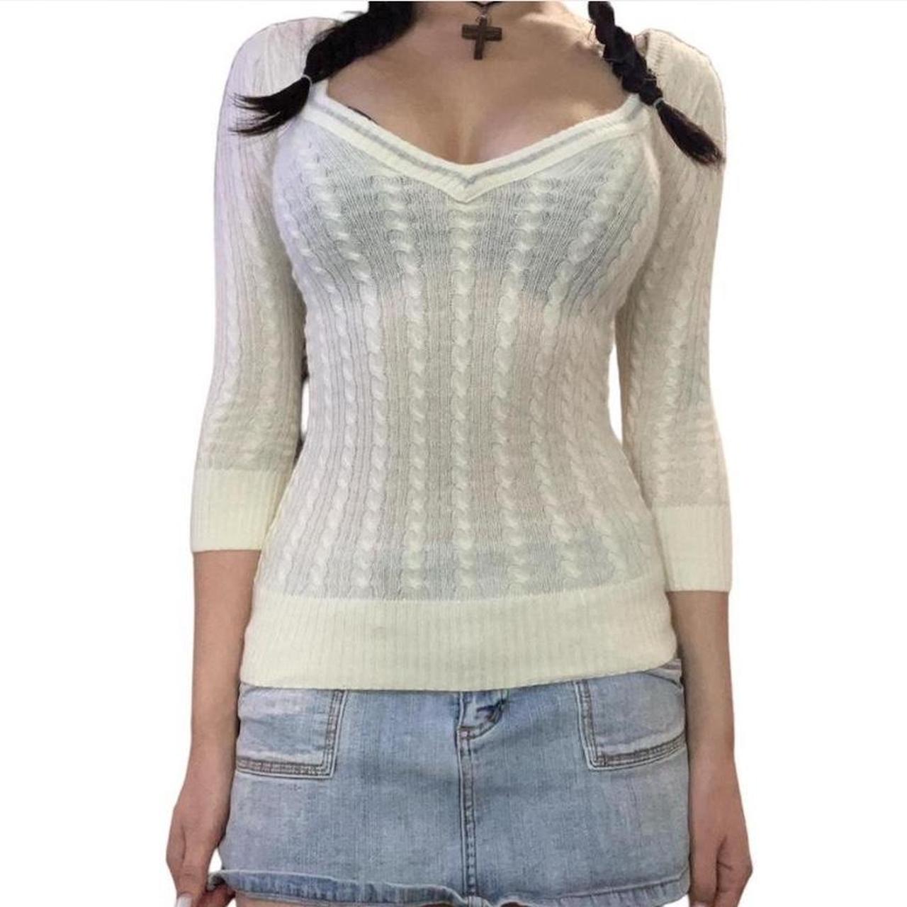 Abercrombie And Fitch Babydoll Knit 1 2 Sleeve Depop