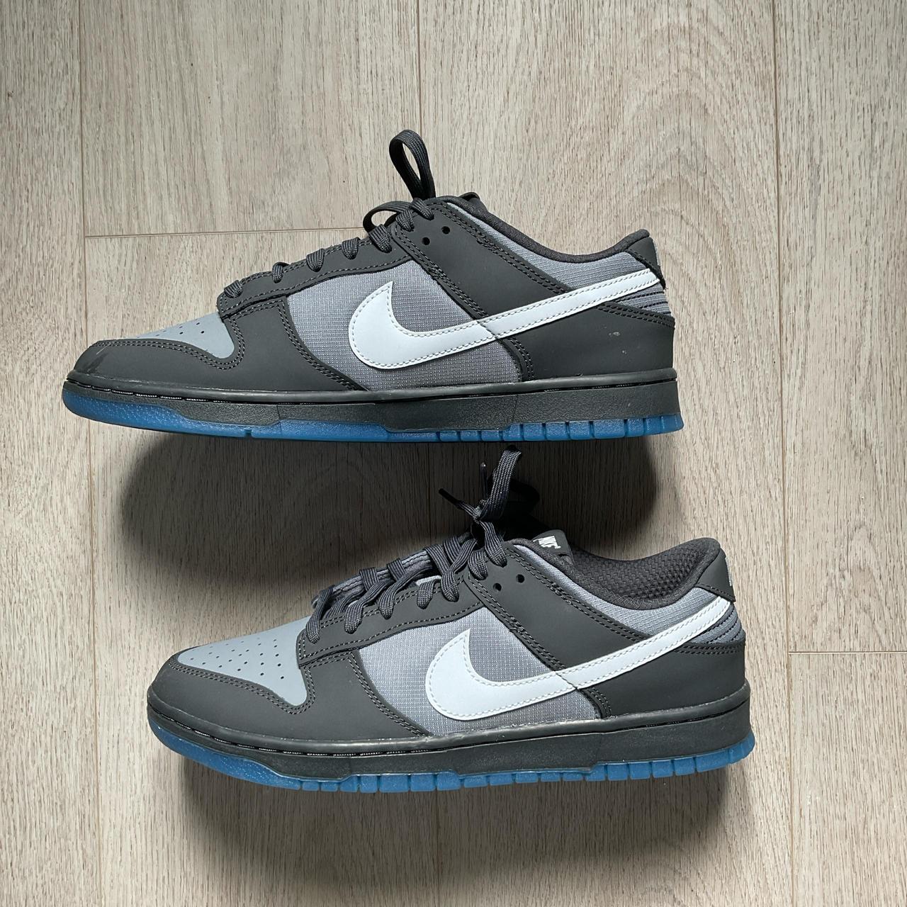 Nike Grey and Blue Dunks Size 9 Men s Depop