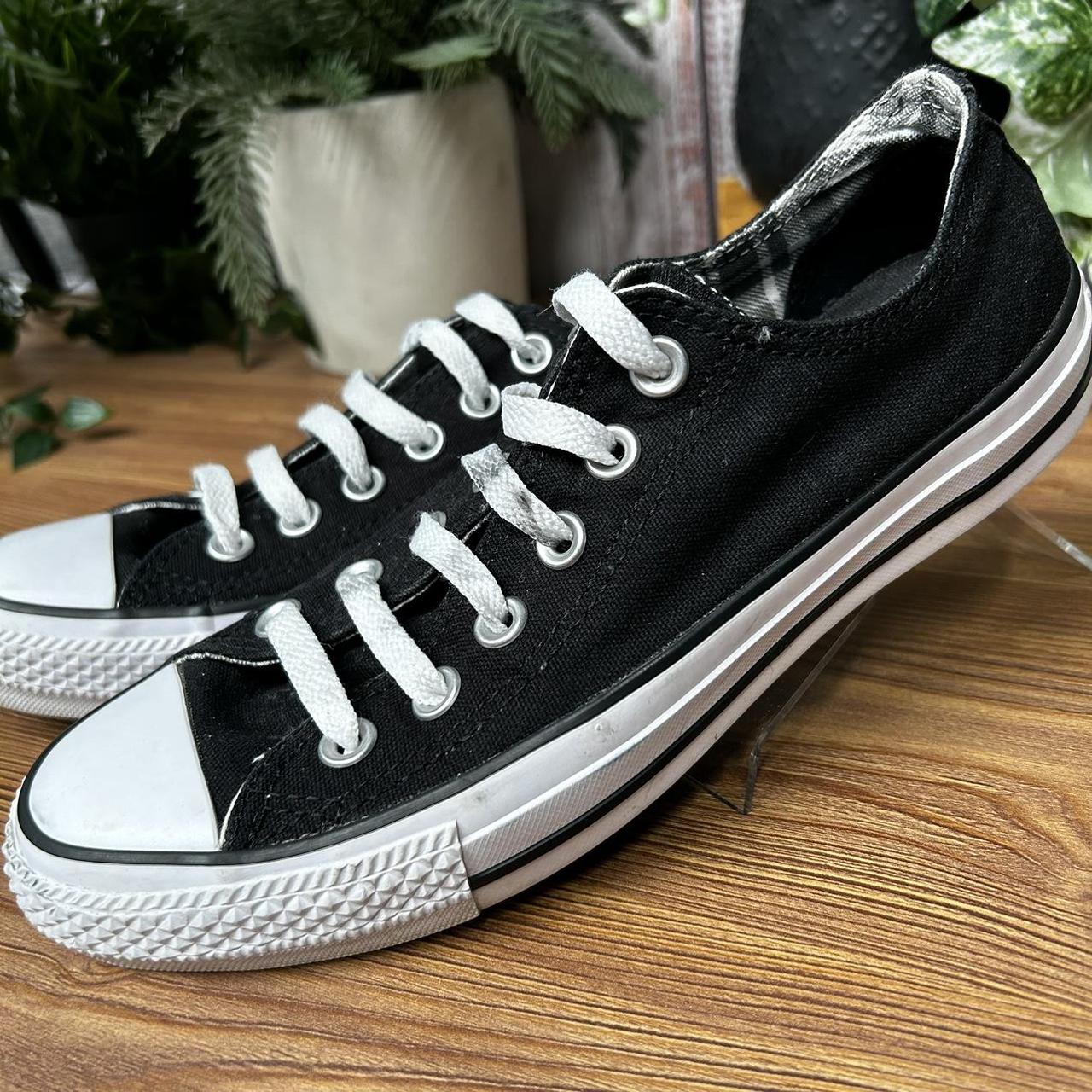 Ref3189 Converse Black White Double Tongue Tartan