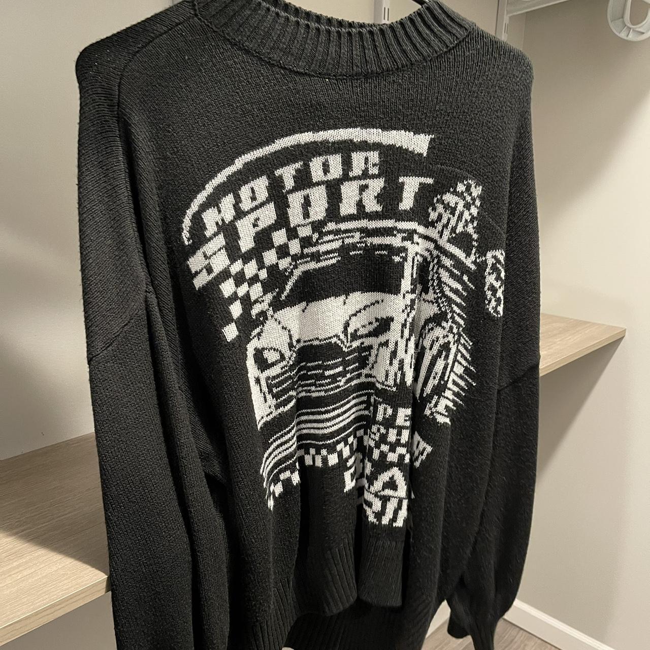 Black and white knitted sweater Depop