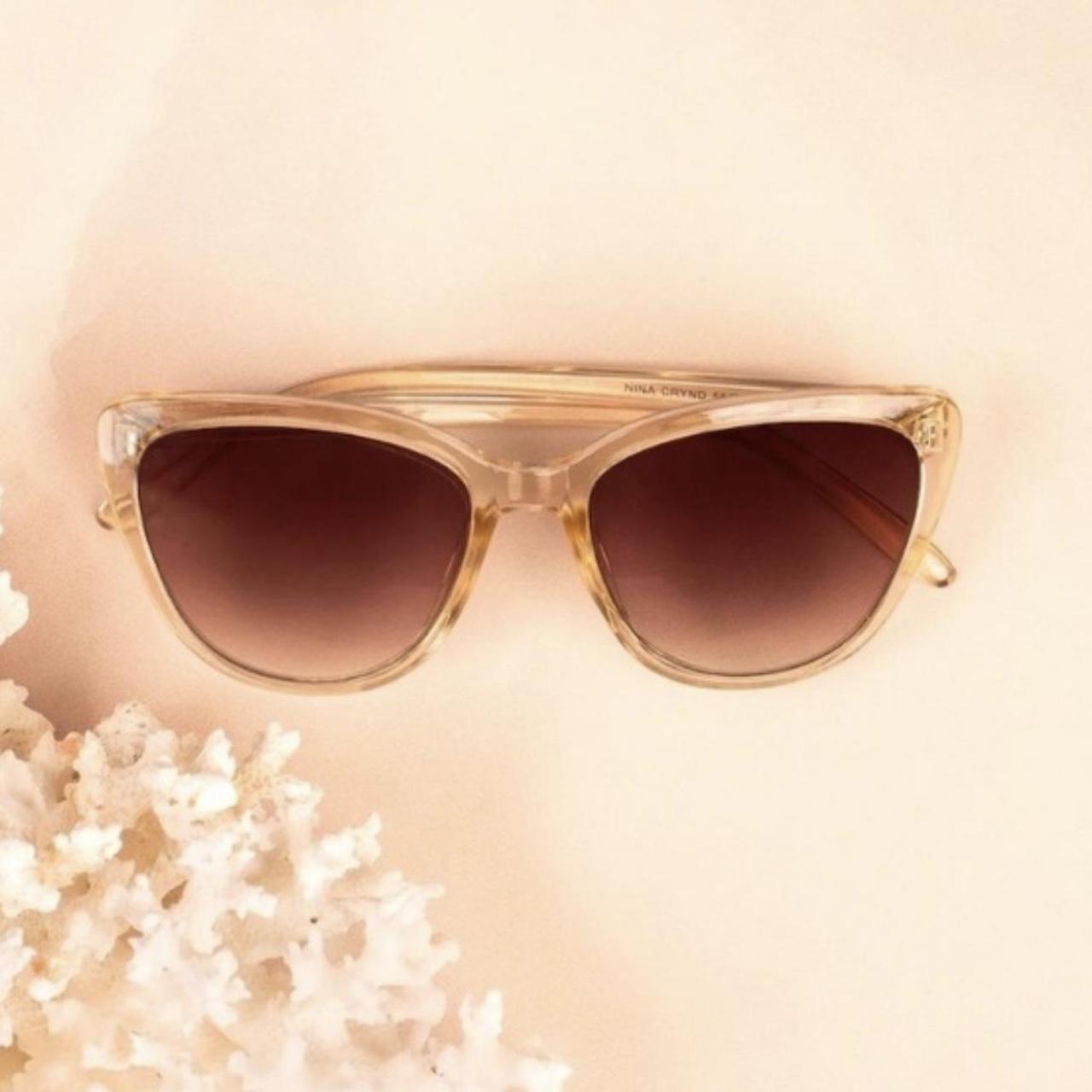 RACHEL ZOE Nina Sunglasses - Nude Crystal / Brown - Depop