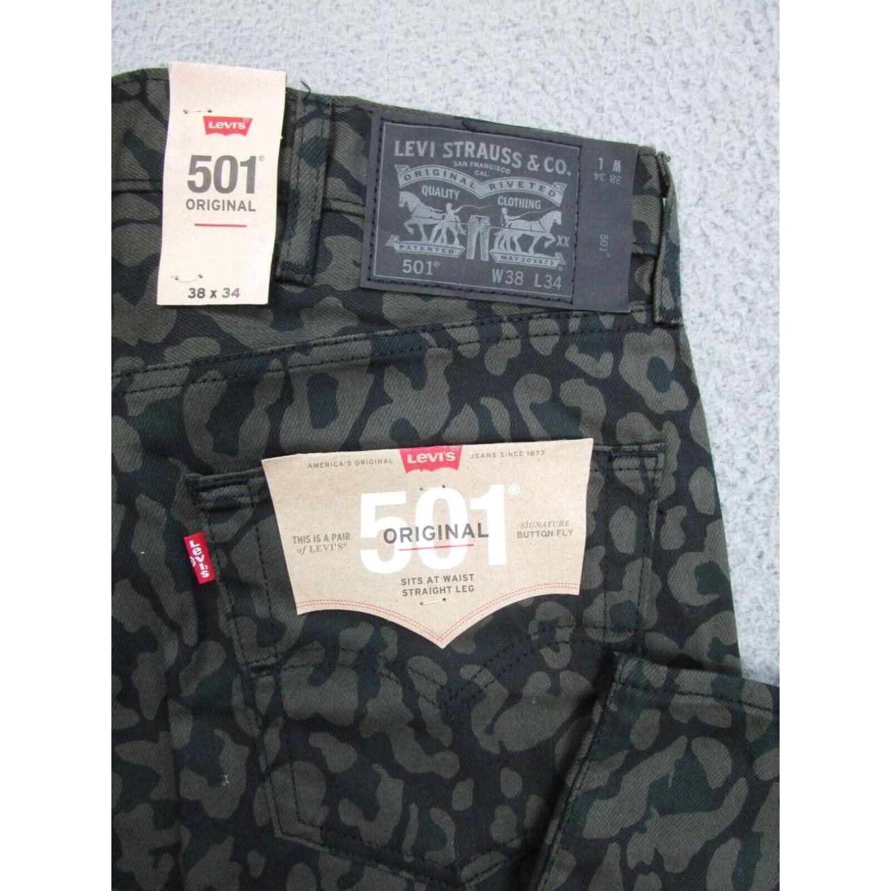 Levis Jeans Mens 38x34 Green Black 501 Camo Denim. Depop