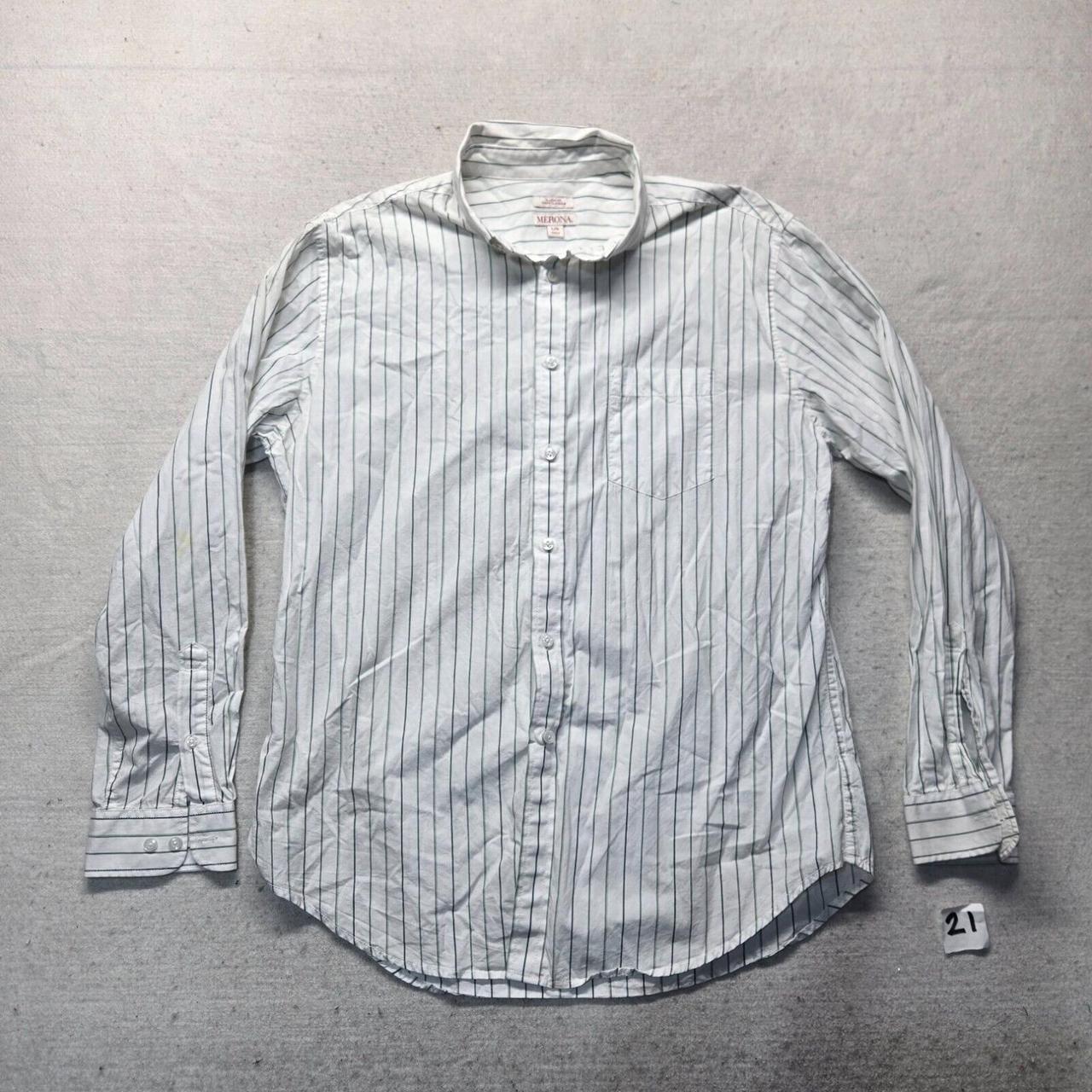 MERONA WHITE STRIPES CASUAL DRESS SHIRT BUTTON UP. Depop