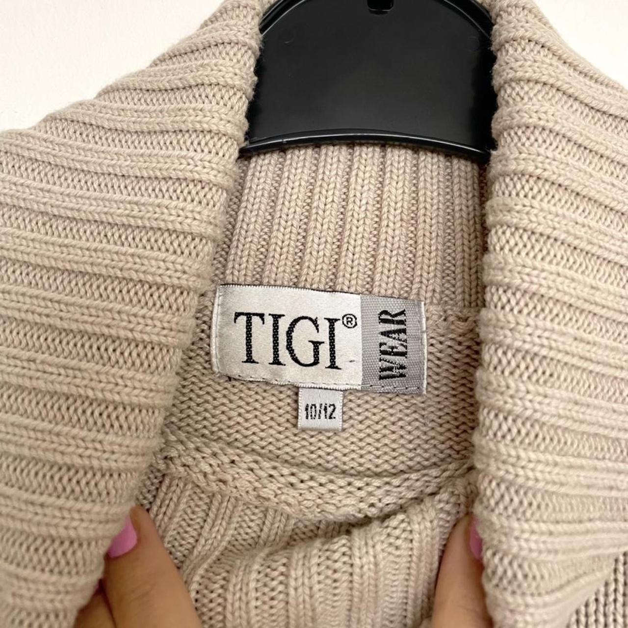 Vintage Tigi-Wear beige turtleneck jumper In