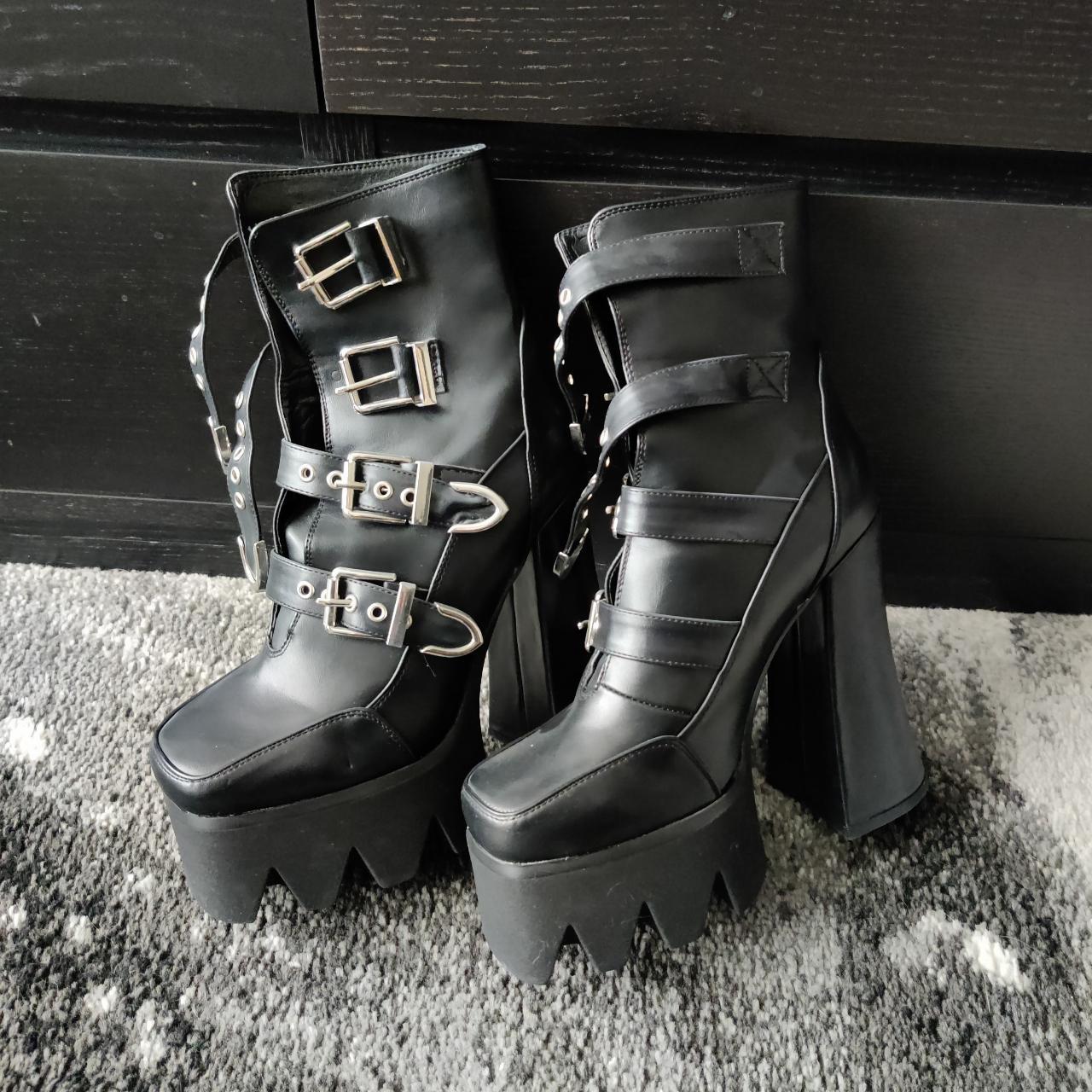 Lamoda chunky sole platform boots w buckles Depop