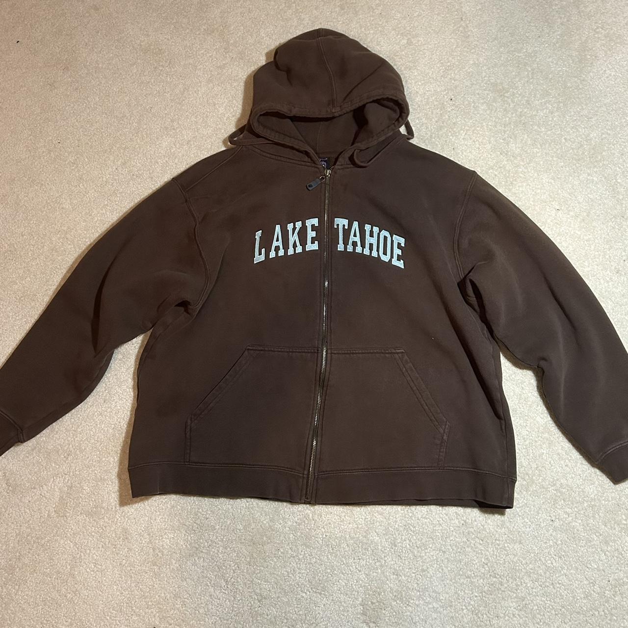 Brown Lake Tahoe zip up hoodie 90s y2k Depop