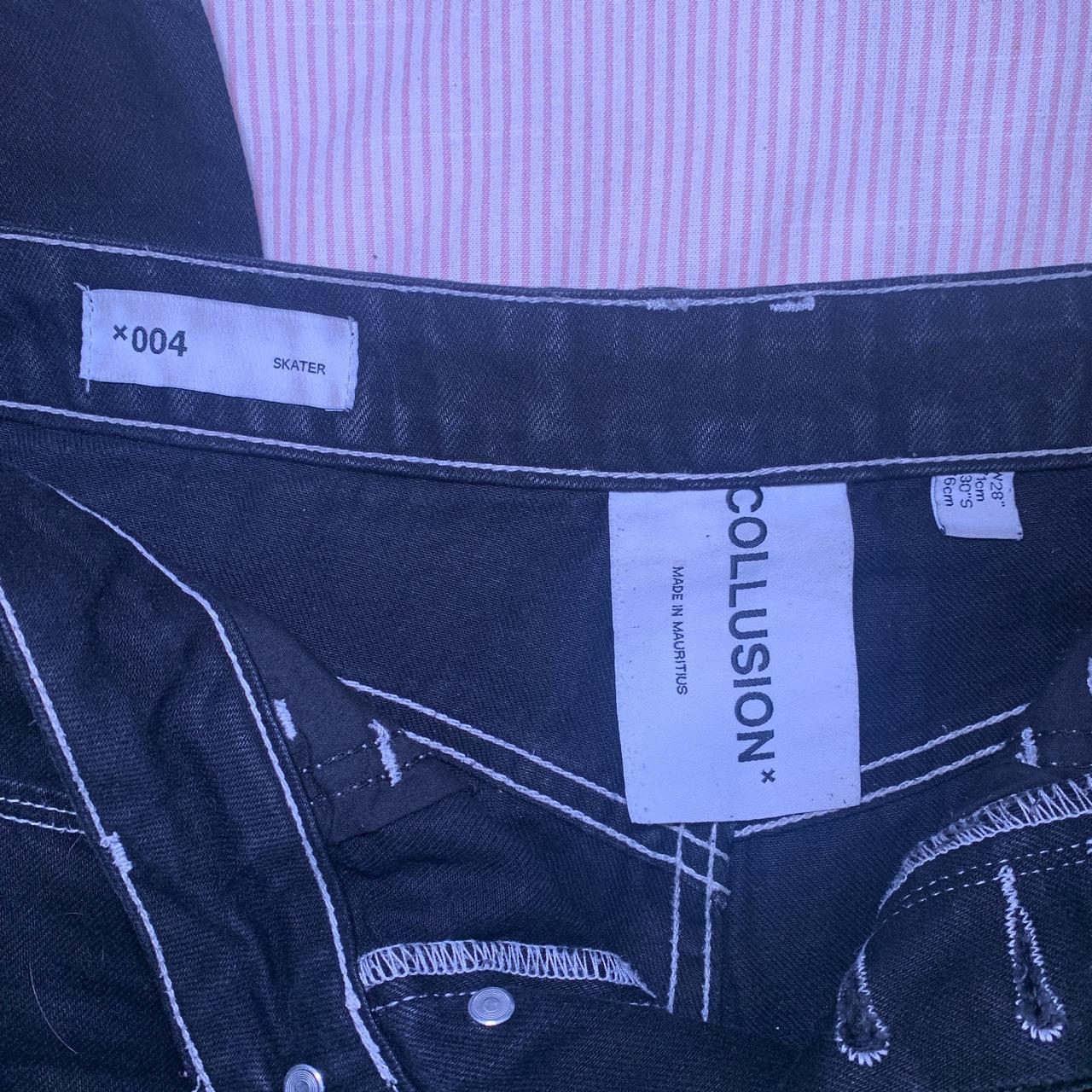 black contrast stitch skater jeans from collusion on... - Depop