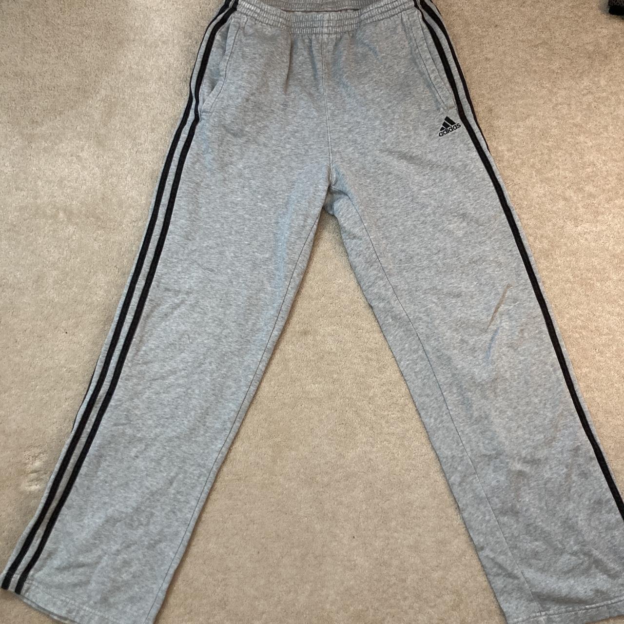 gray flared Adidas sweatpants, size large - Depop