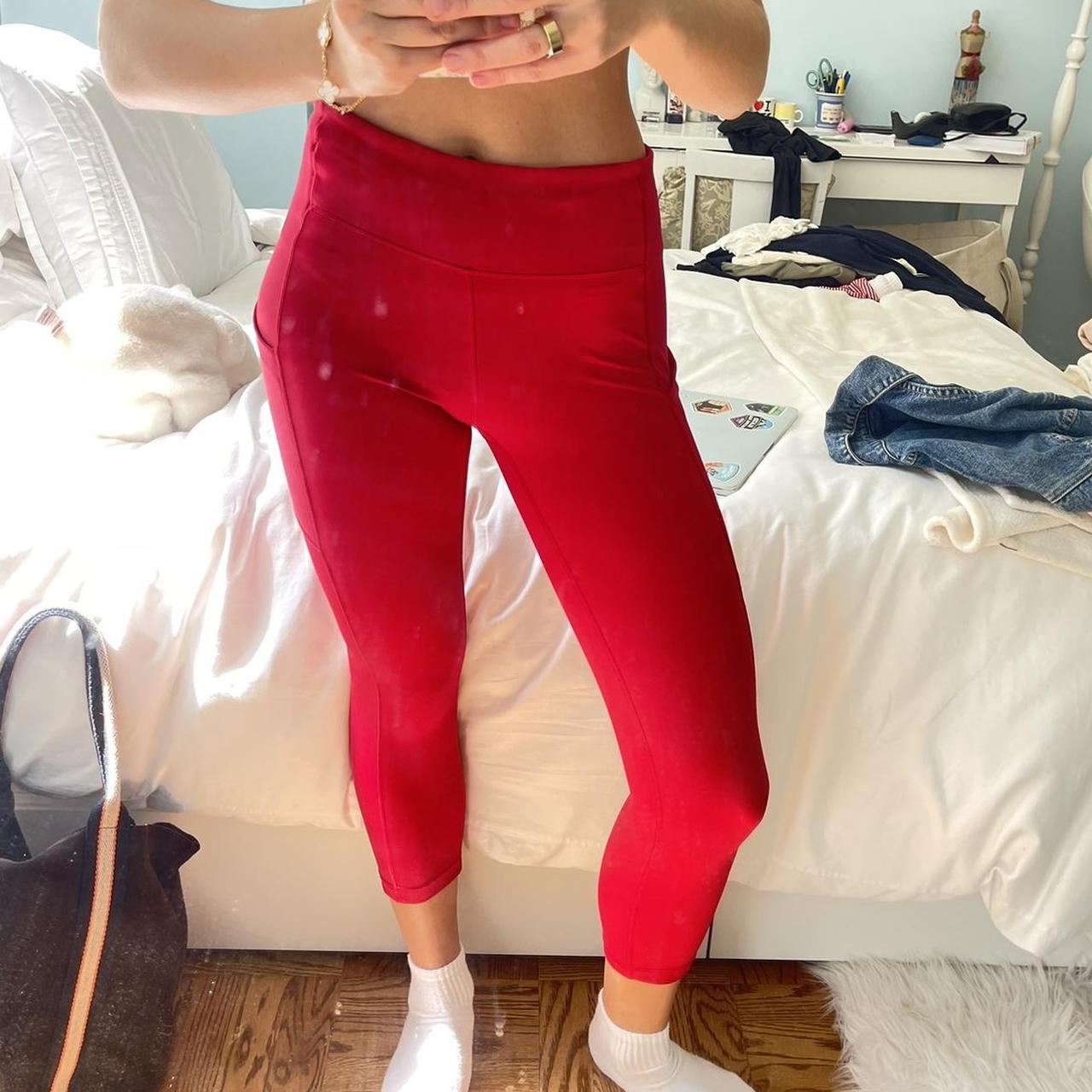 Red lululemon cropped leggings. In amazing - Depop