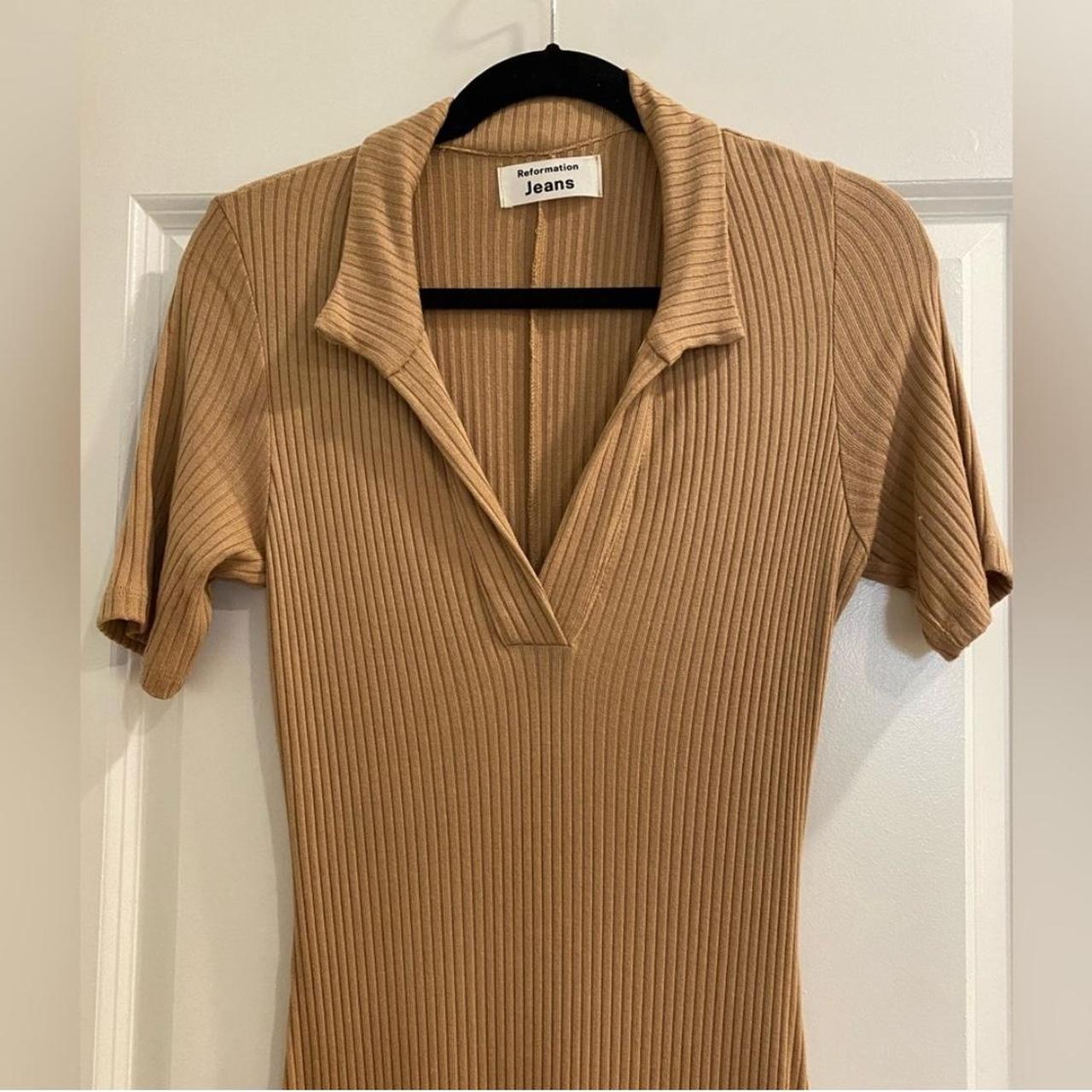 Reformation Ribbed Maxi Collared Dress Size | Depop
