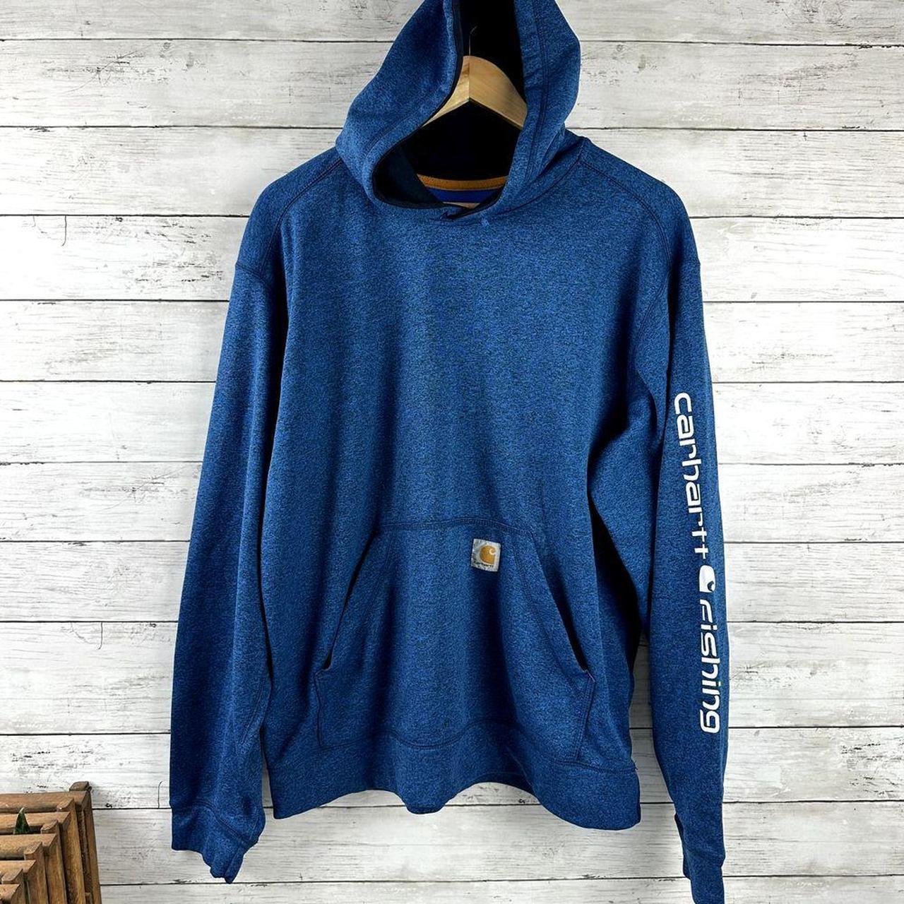 Carhartt Fishing Force Hoodie Mens L Blue Relaxed