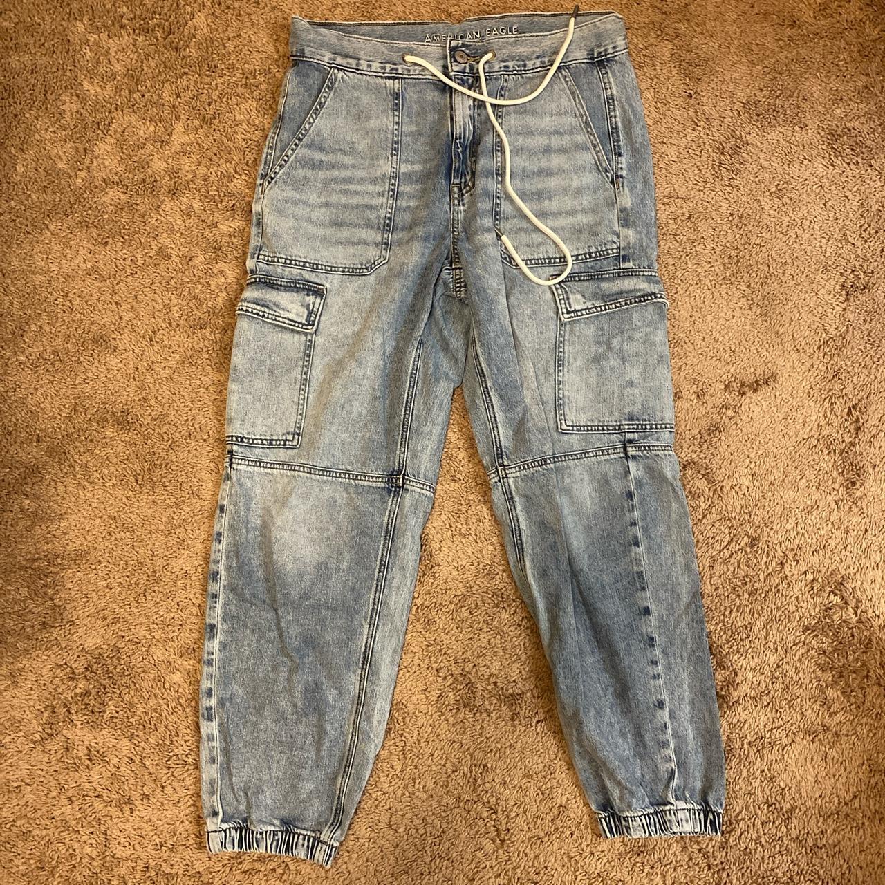 American Eagle cargo denim joggers Size 8 Condition... Depop