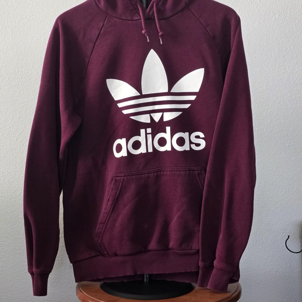 Burgundy adidas hoodie mens hotsell