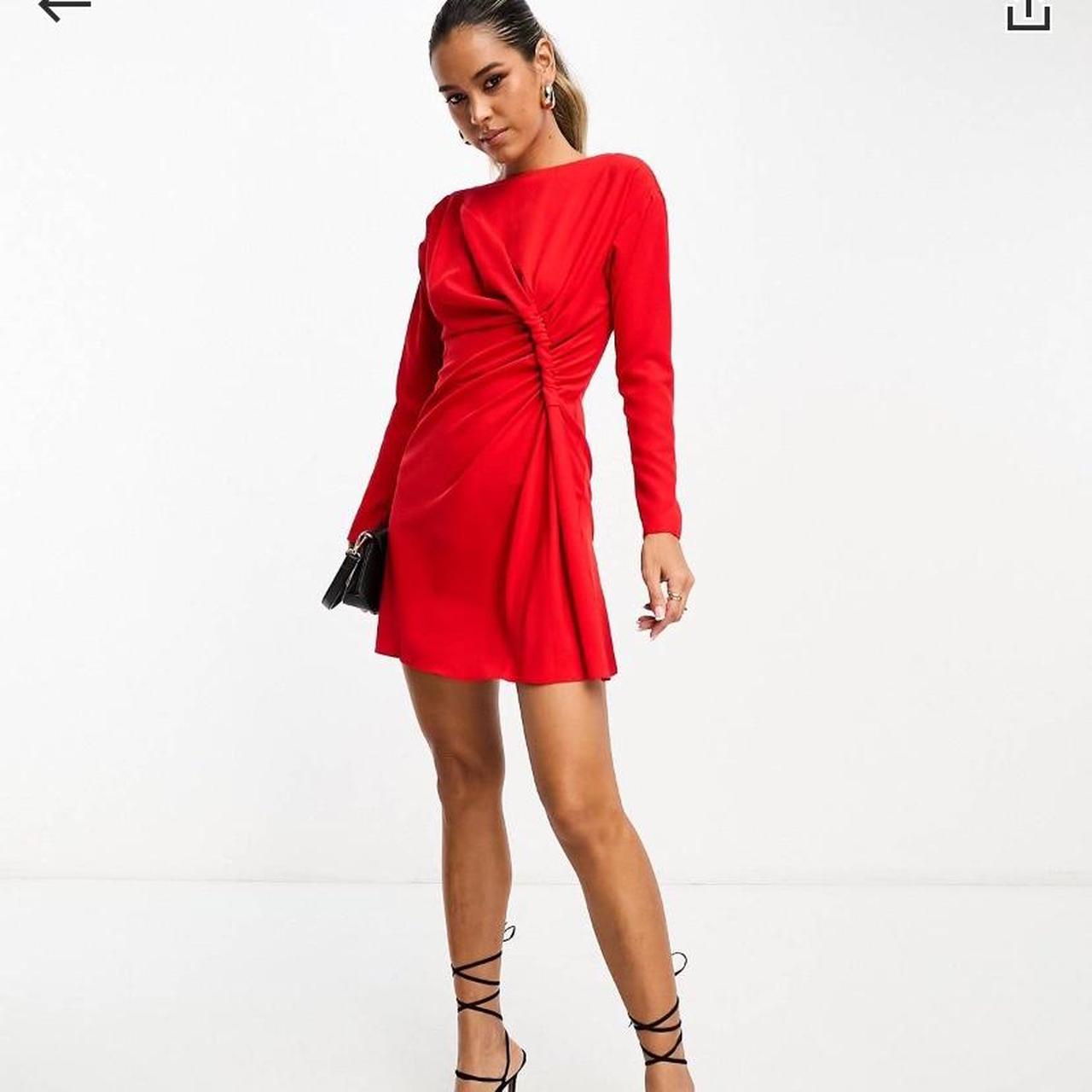 Long sleeve ASOS design red mini dress ️ Size 10... - Depop