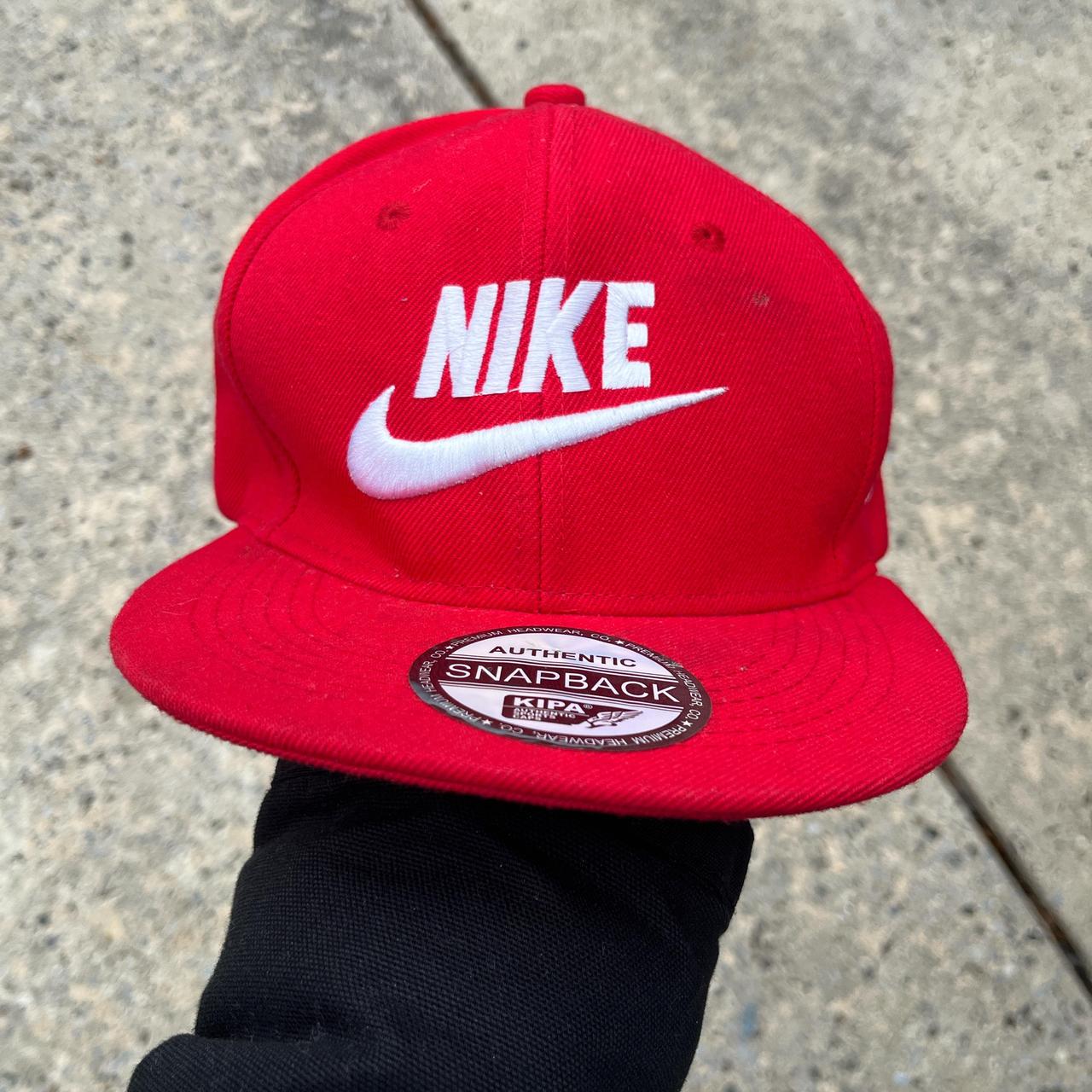 Nike red snapback hat nike y2k clean Depop