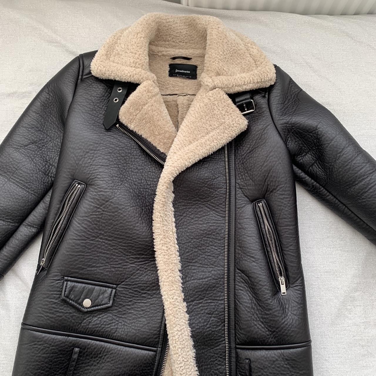 Stradivarius faux leather and Borg coat. Perfect... - Depop