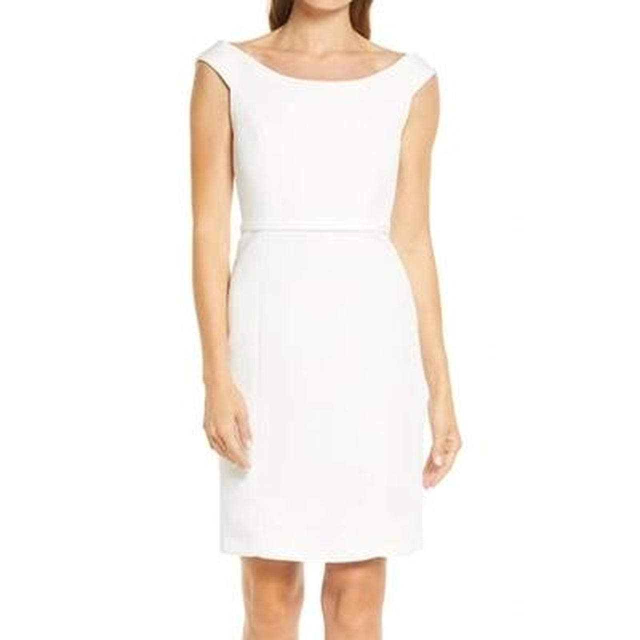 Amsale Faille Cocktail Dress in Silk White Depop