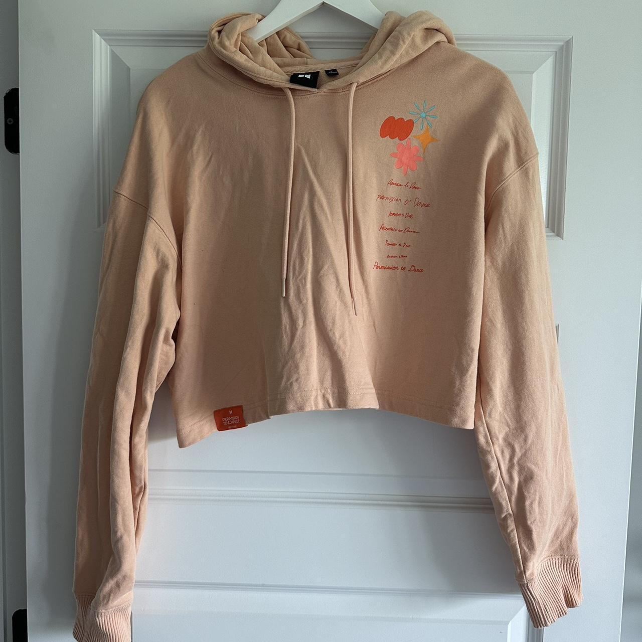 BTS Women's Permission To Dance Peach Cropped... - Depop