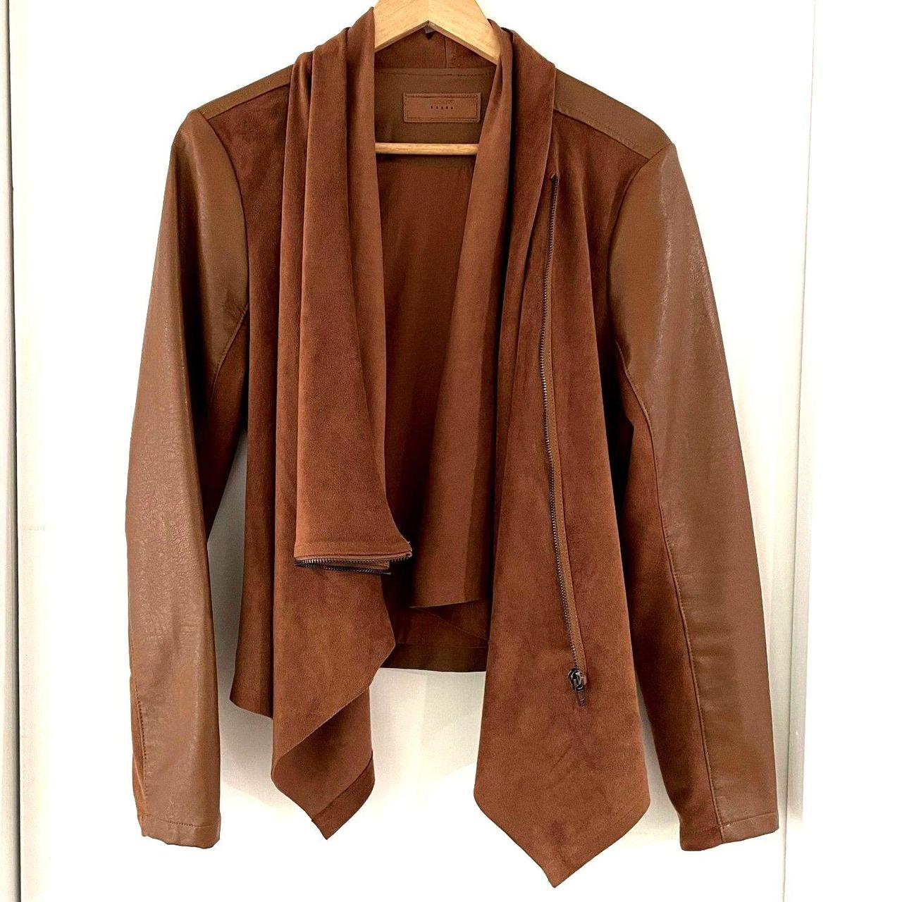 BlankNYC Faux Suede Leather Drape Jacket Moto Cowl. Depop