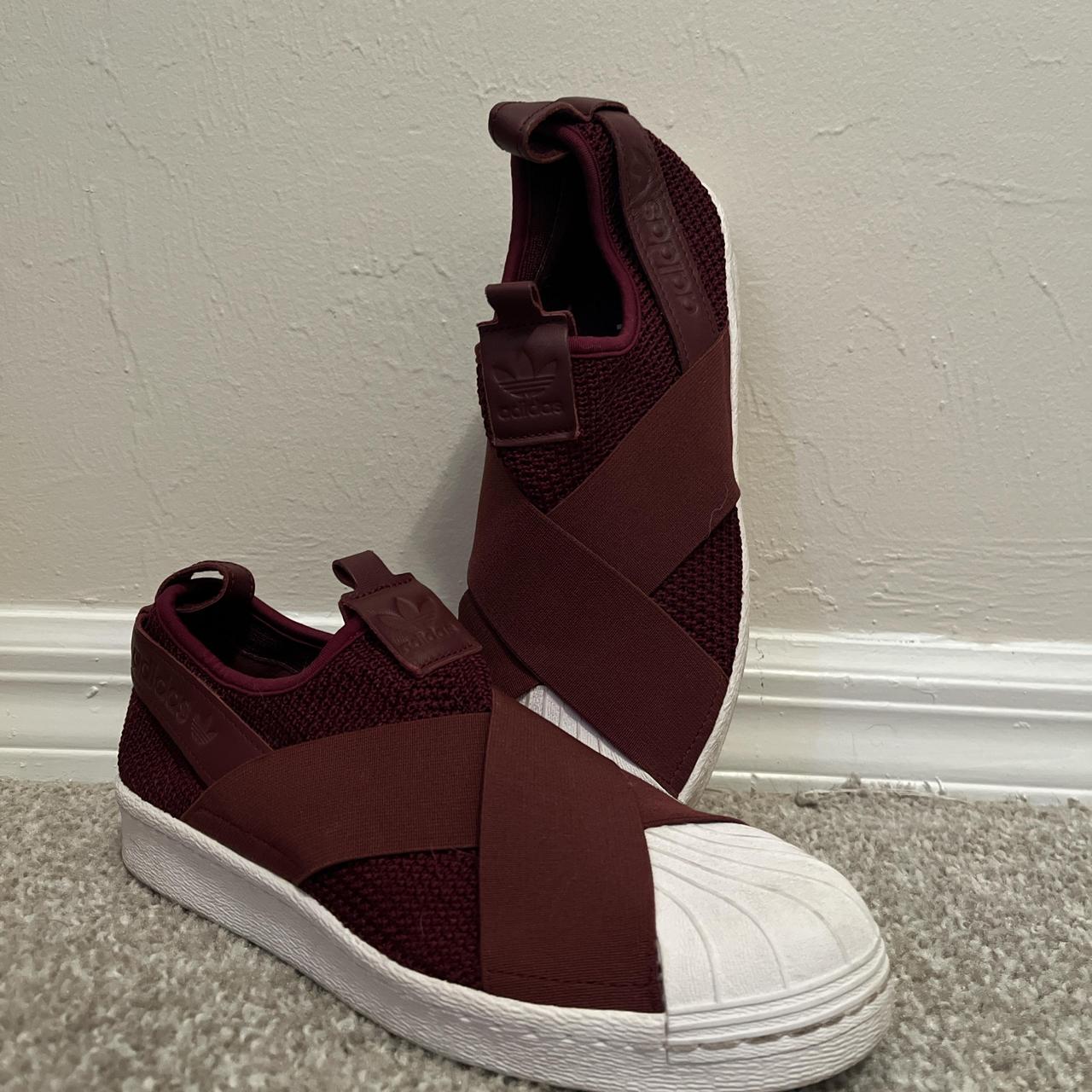 Adidas women's superstar slip on red burgundy hotsell