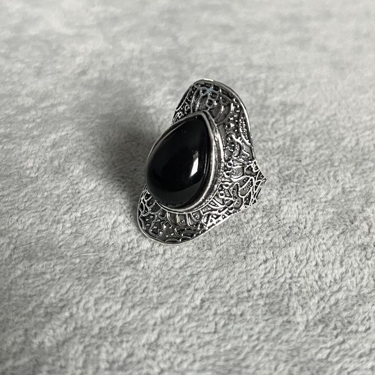 Silver ring with black stone Brand new Diameter... - Depop