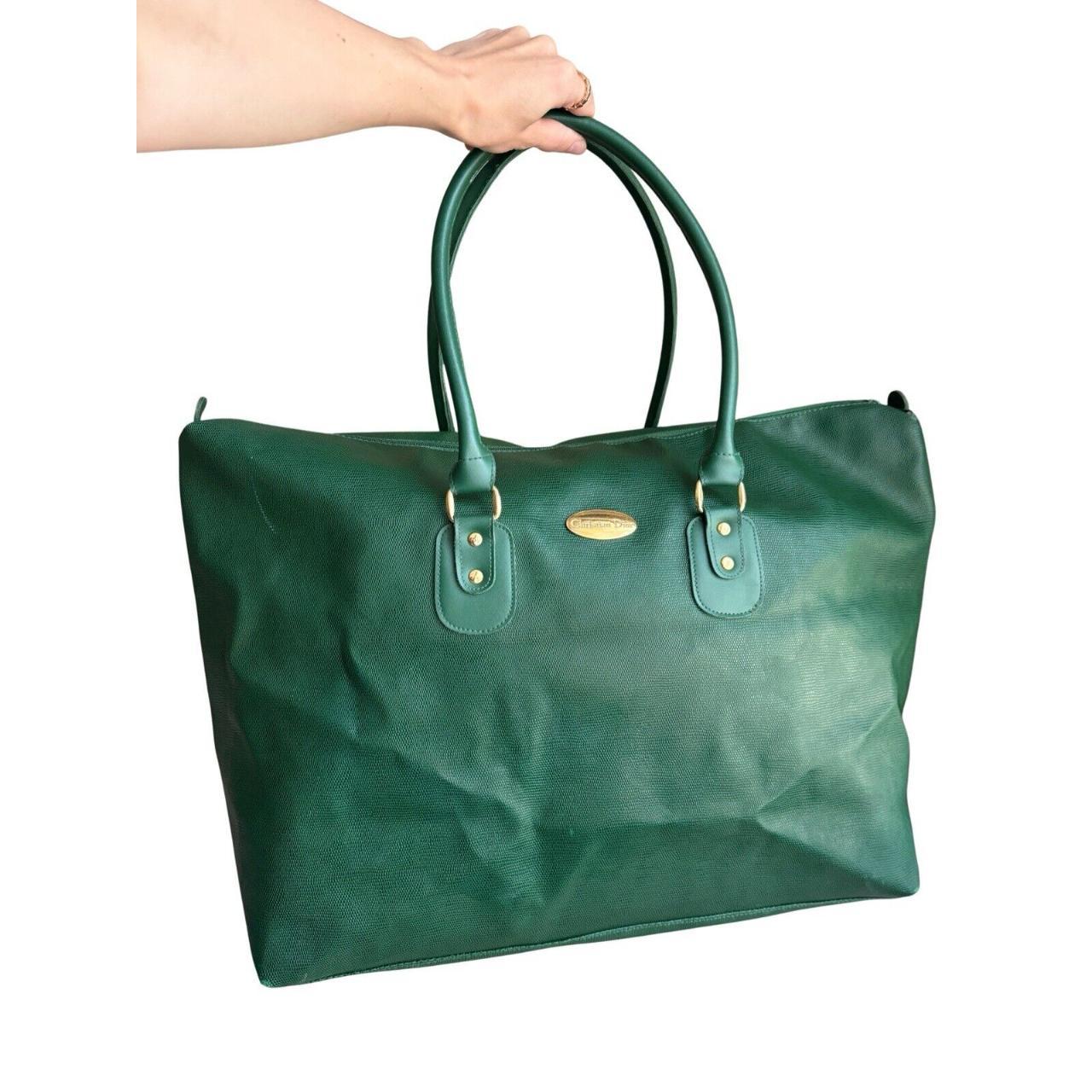 CHRISTIAN DIOR Perfumes Vintage hot Large Kelly Green Weekender Tote Travel Bag