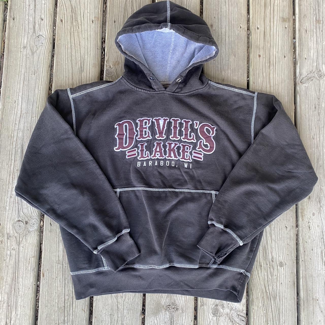 Ross reels fly fishing dark gray, hoodie size - Depop