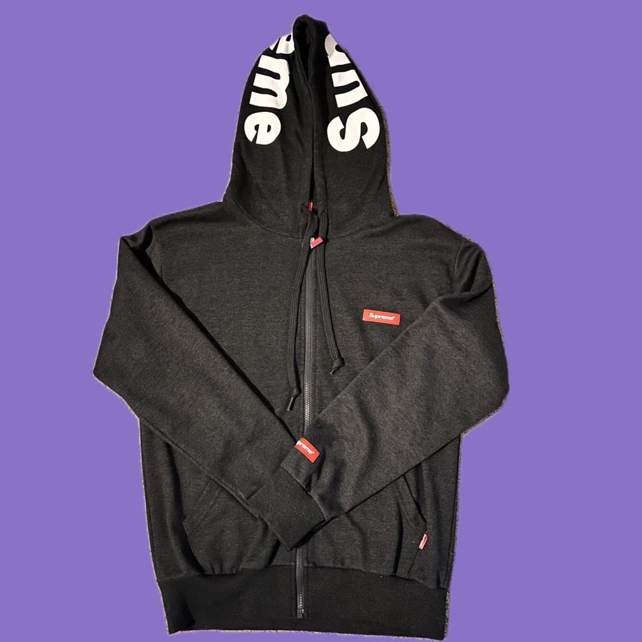 Large Supreme Dark Grey Zip Up Hoodie Never