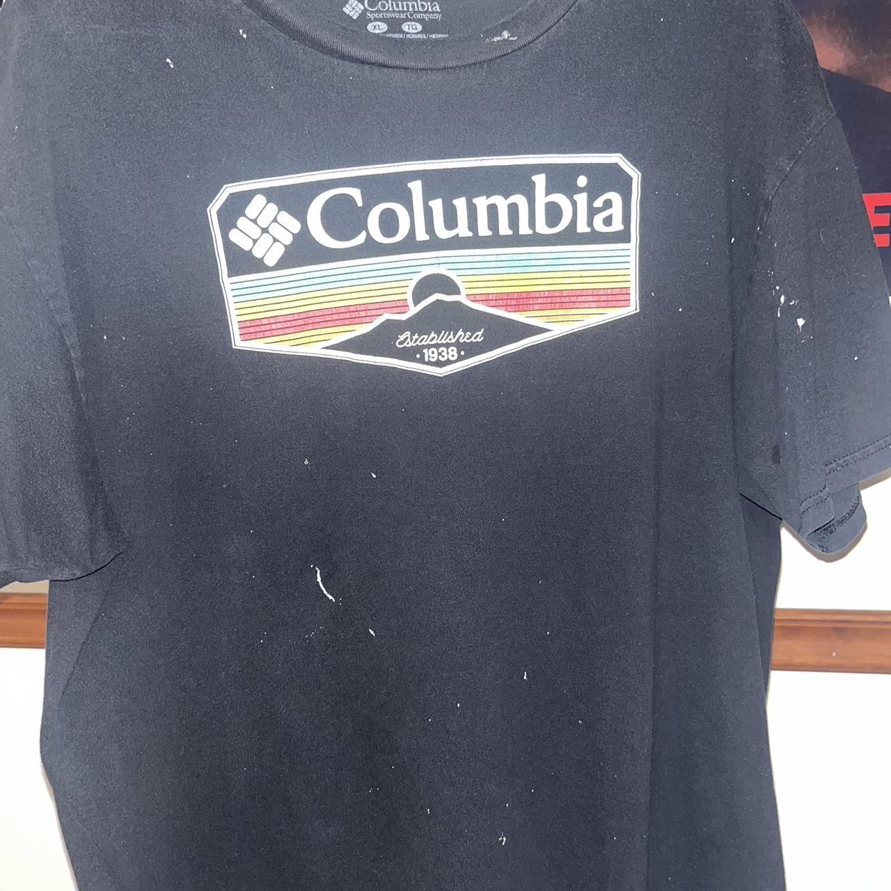 Columbia black XL shirt covered in white paint