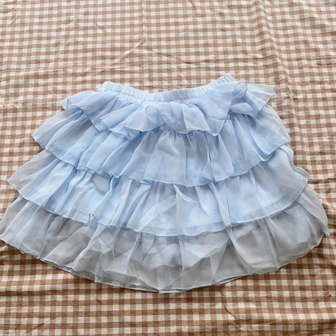 Mini skirt twopiece set, sweet set, lace top+blue... Depop