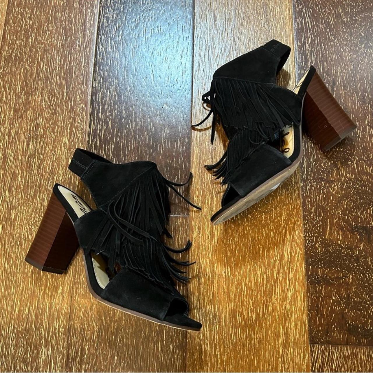 Sam Edelman Fringe Heels size 6.5. Black suede. Depop