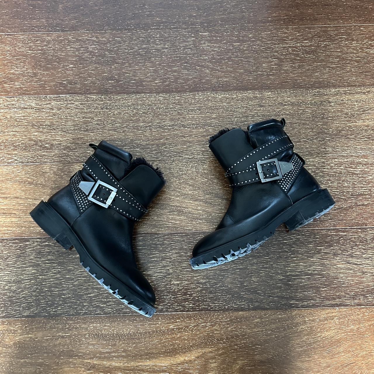 Motorcycle Boots Zara Black Biker Boots Zara Studded Sherpa