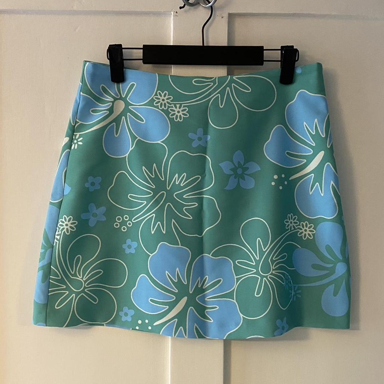 Primark Women's Blue and Green Skirt Depop