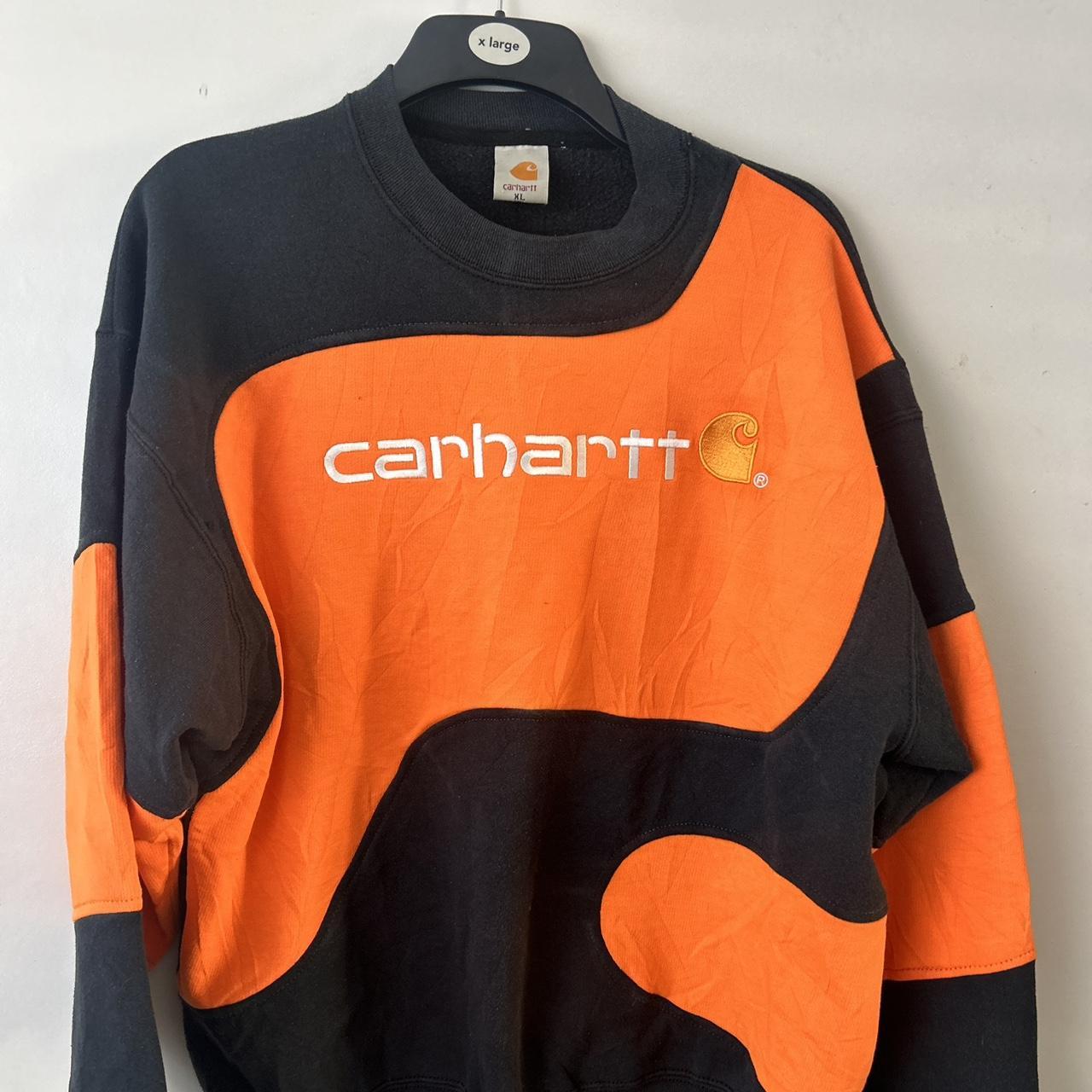 Carhartt Rework Jumper Uk Size XL Orange And. Depop