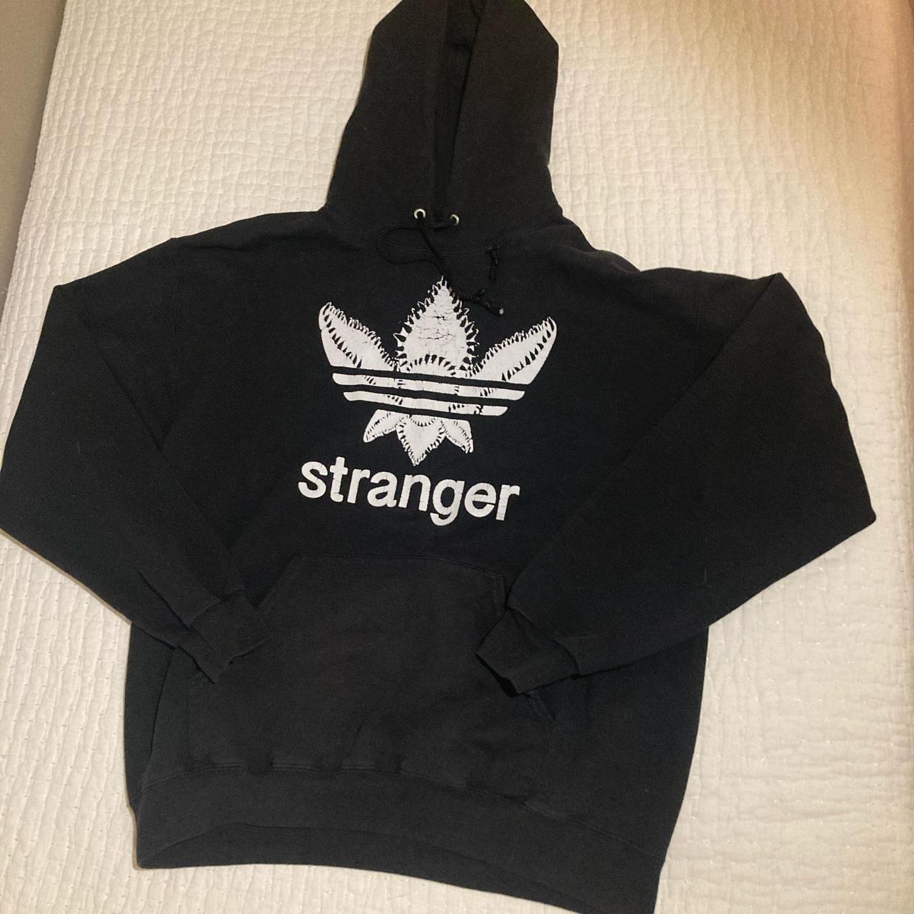 Adidas x Stranger Things black and white hoodie No. Depop