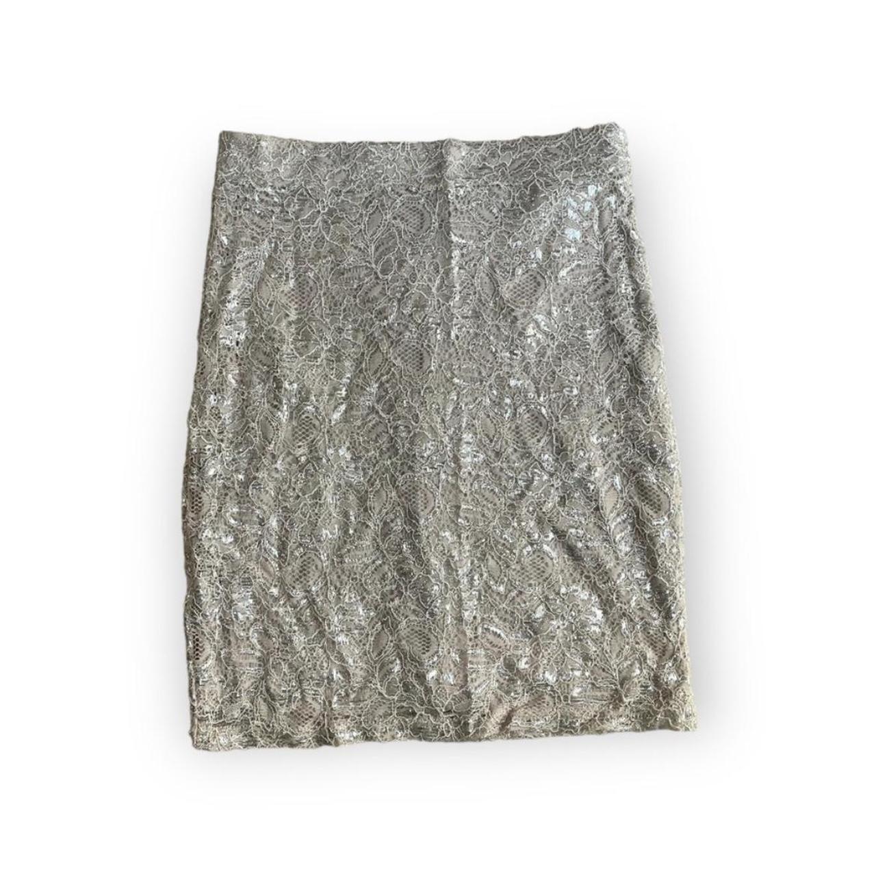 H&M Beige Silver Metallic Glittering Lace Depop