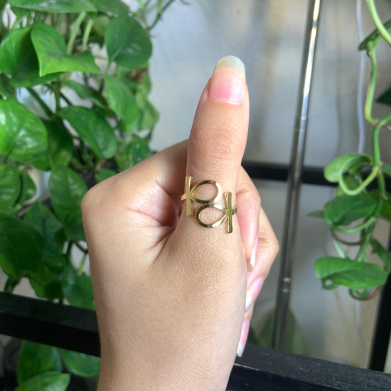 Unique golden Ankh ring Adjustable Stainless... - Depop