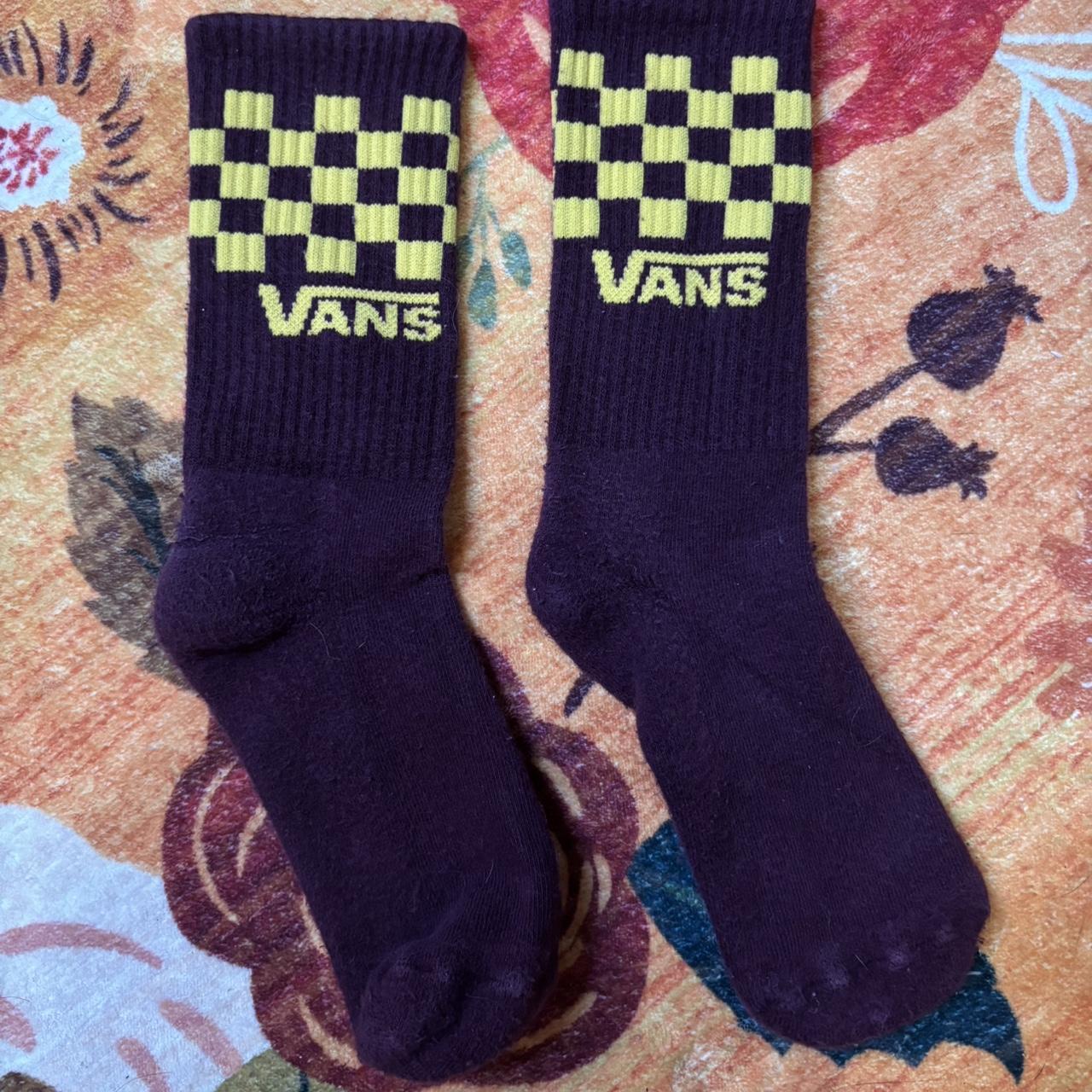 Vans men's burgundy and yellow punk skater grunge socks
