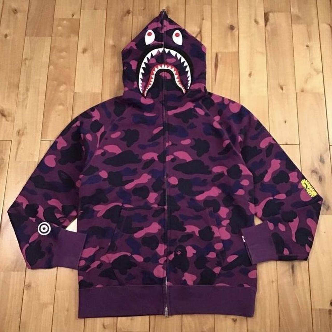 Bape x Shark Hoodie PONR Purple - Depop