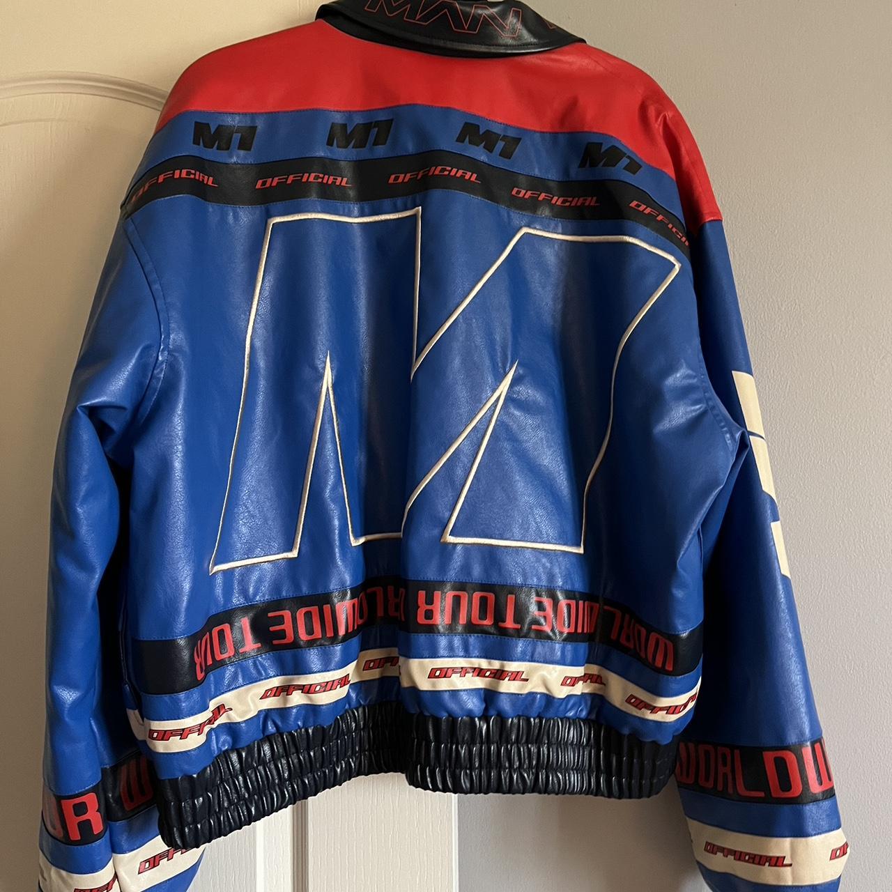 Blue racer jacket from BoohooMAN size large - Depop